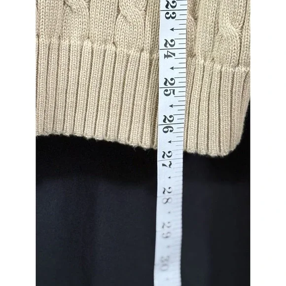 Polo Ralph Lauren Cable Knit Crew Neck Sweater 100% Cotton Tan Preppy Mens XL - Picture 9 of 14